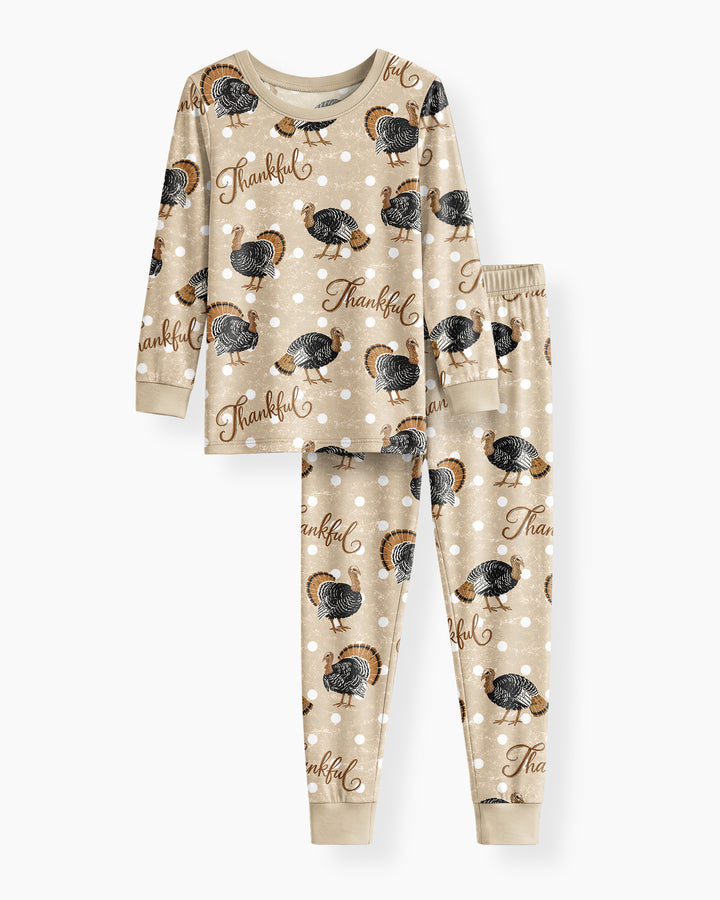Turkey Thankful Bamboo Two Piece Long Sleeve Pajama Set