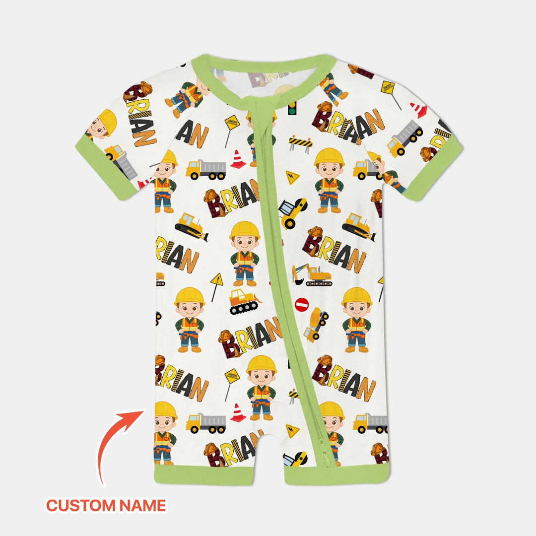 Custom Name Doodle Little Builder Bamboo Shorty Zippy