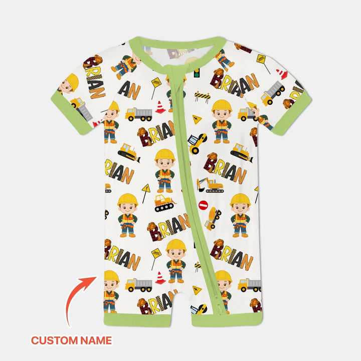 Custom Name Doodle Little Builder Bamboo Shorty Zippy