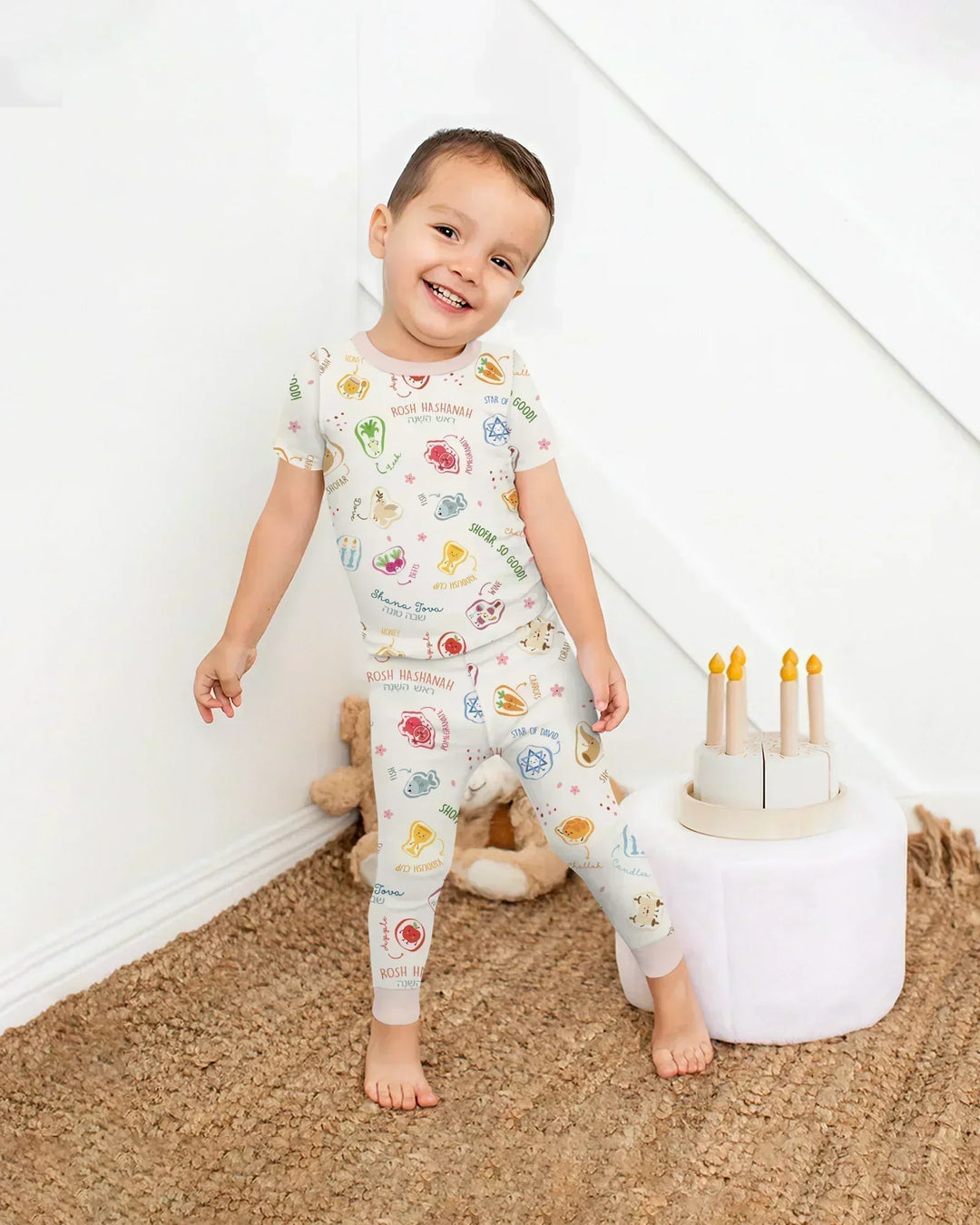Happy Rosh Hashanah Bamboo Two Piece Short Sleeve Pajama Set