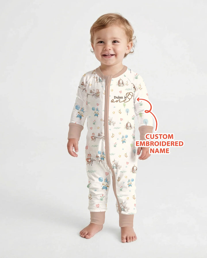 Custom Embroidered Name Birthday Baby Bamboo Convertible Zippy