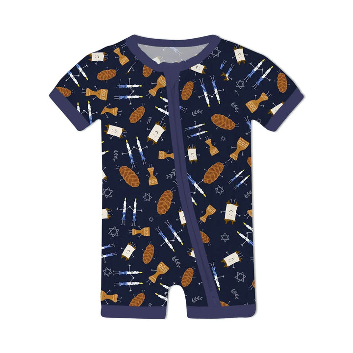 Shabbat Shalom Family Matching Bamboo Shorty Zippy