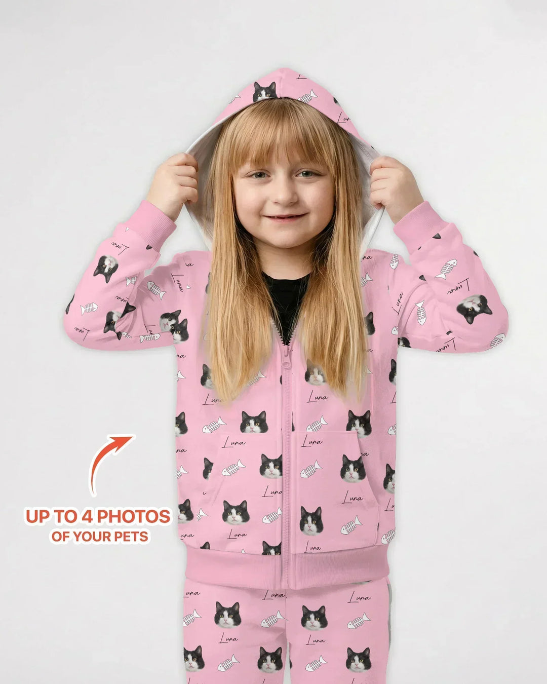 Custom Name and Pet Photos Bamboo Zip Hoodie