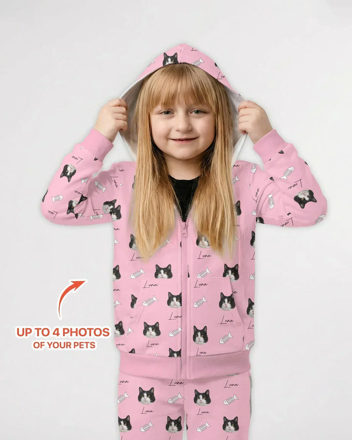 Custom Name and Pet Photos Bamboo Zip Hoodie