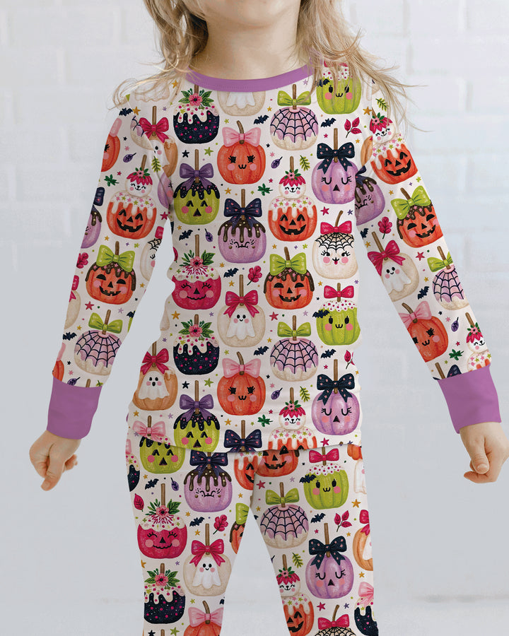 Cute Halloween Candy Apples Bamboo Two Piece Long Sleeve Pajama Set