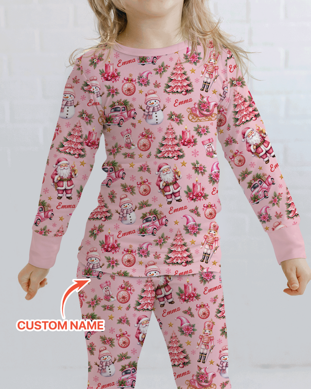 Christmas Tree Pinky Bamboo Two Piece Long Sleeve Pajama Set