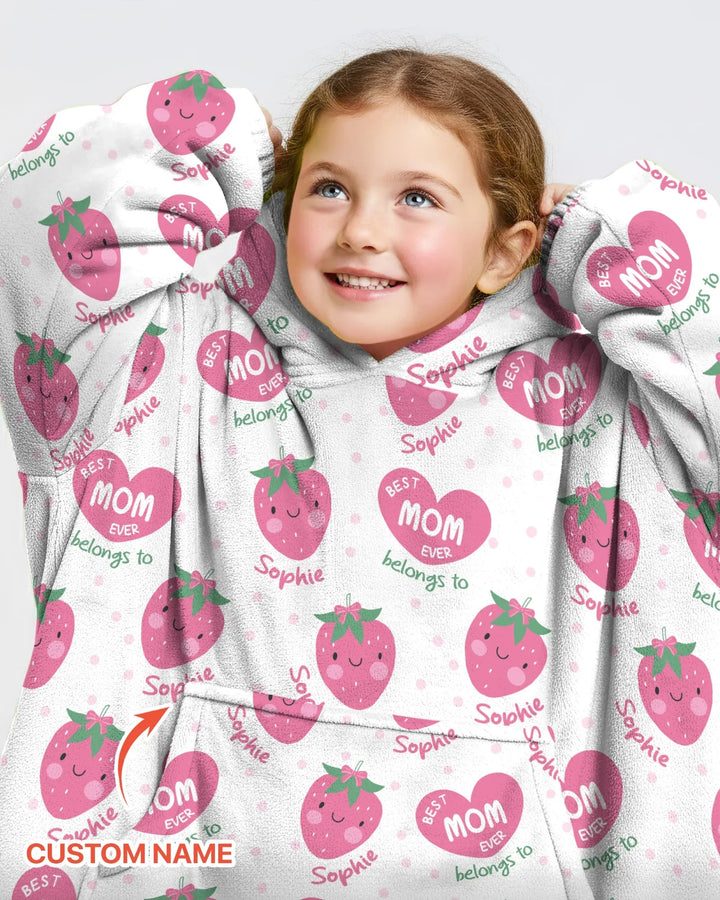 Custom Name Best Mom Ever Belongs to Bamboo Blanket Hoodie