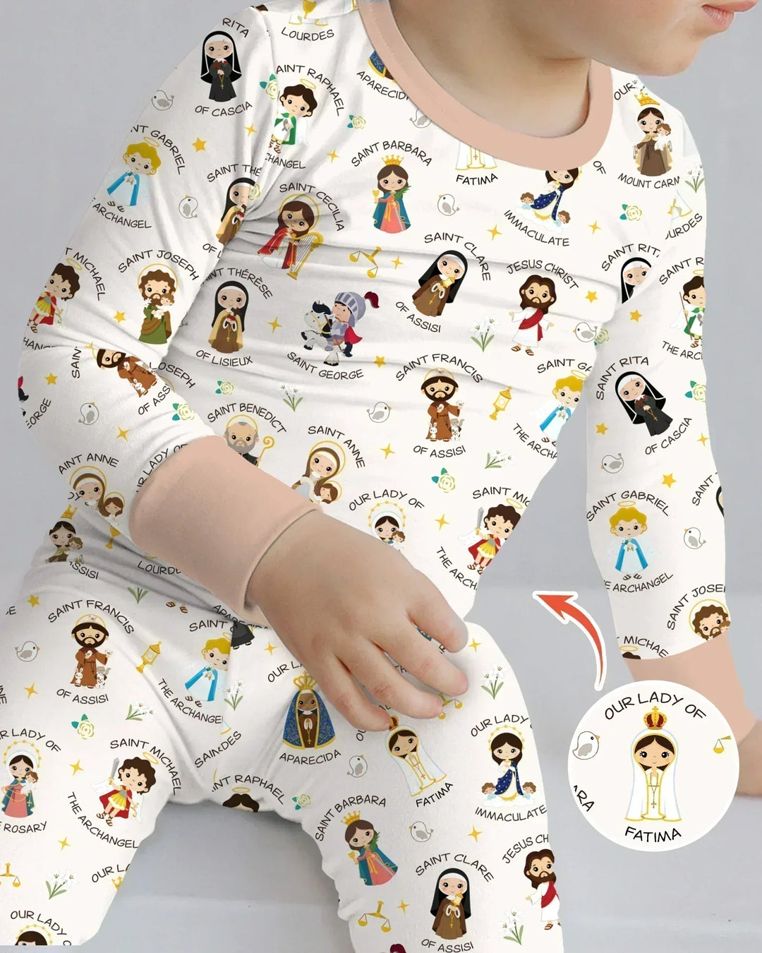 Pray For Us Family Matching Bamboo Two Piece Long Sleeve Pajama Set