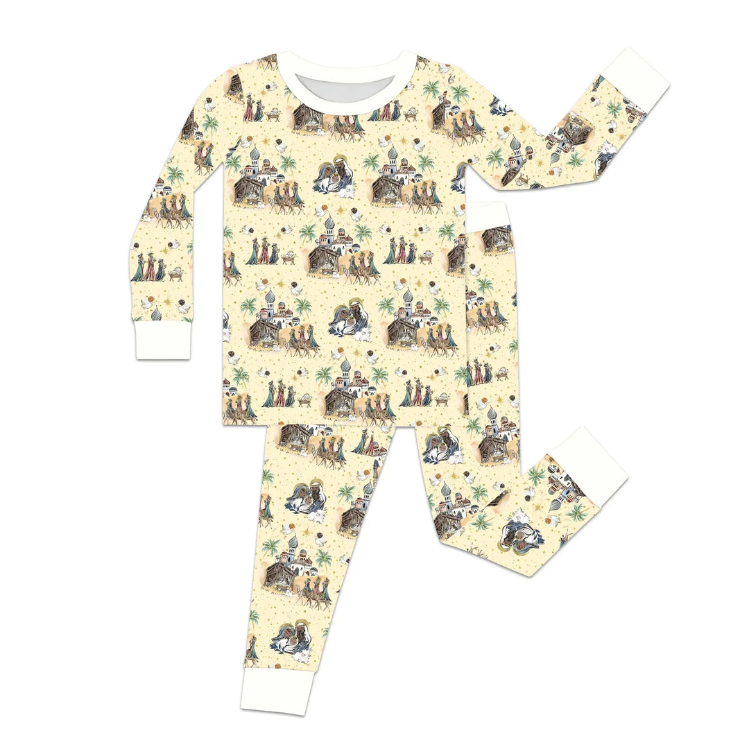 Nativity Christmas Family Matching Family Bamboo Two Piece Long Sleeve Pajama Set