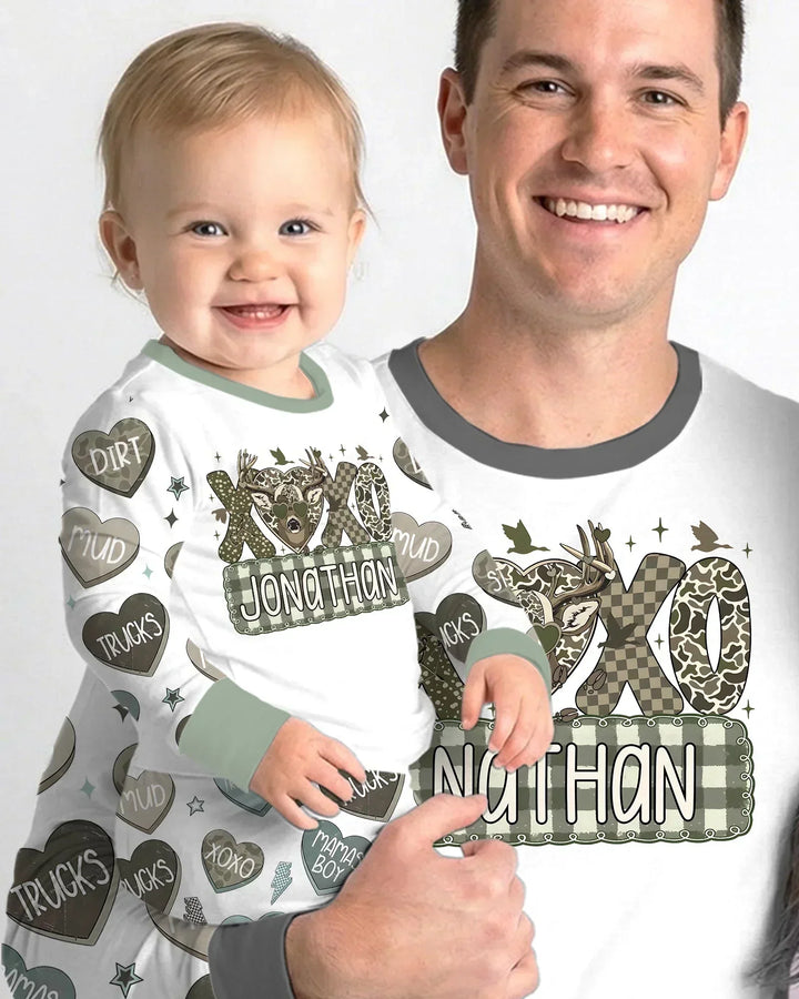 Personalized Hunting Sweethearts Candy Daddy & Me Matching Bamboo Men's Pajama Set