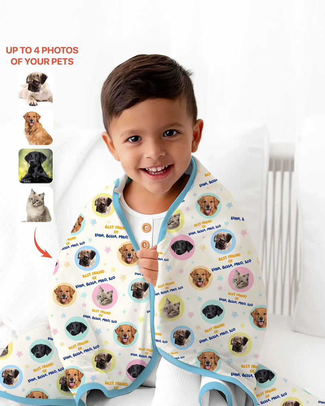 Best Friend Custom Name And Pet Photos Bamboo Blanket