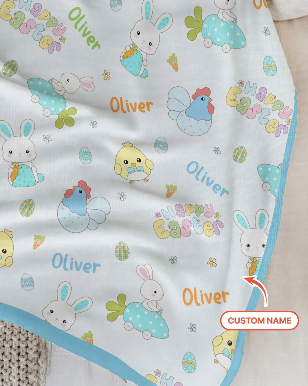 Custom name Happy Easter Bamboo Blanket