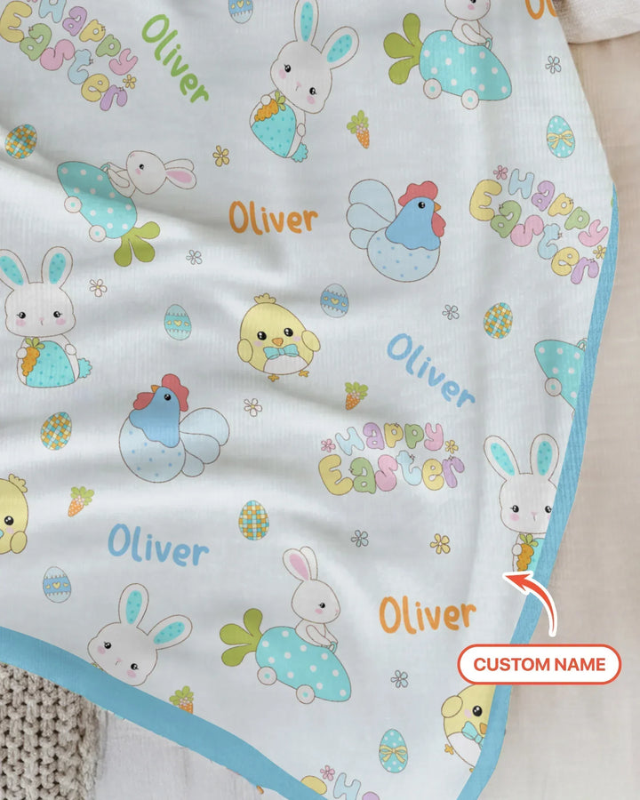Custom name Happy Easter Bamboo Blanket