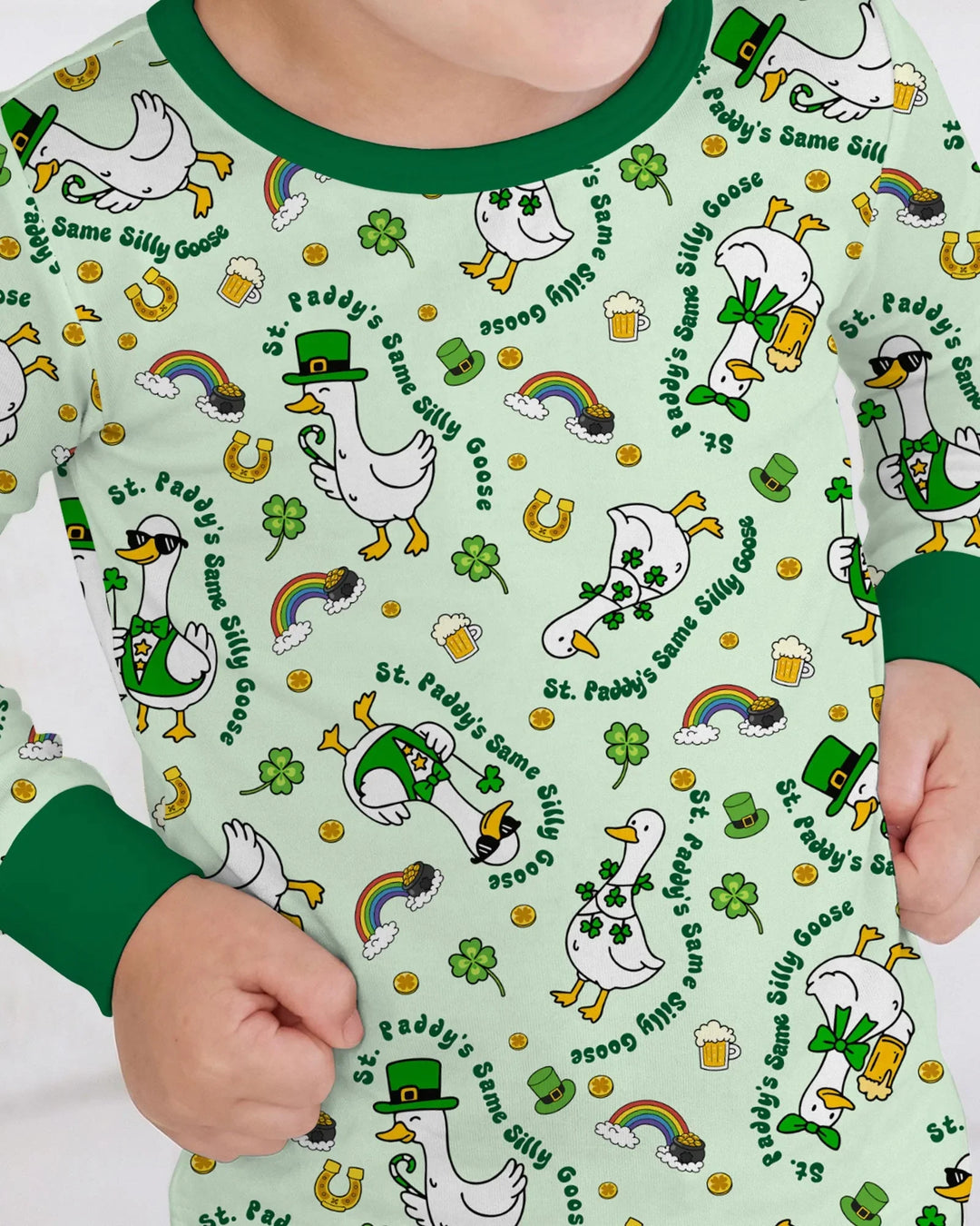 St. Patrick's Day Silly Goose Bamboo Two Piece Long Sleeve Pajama Set