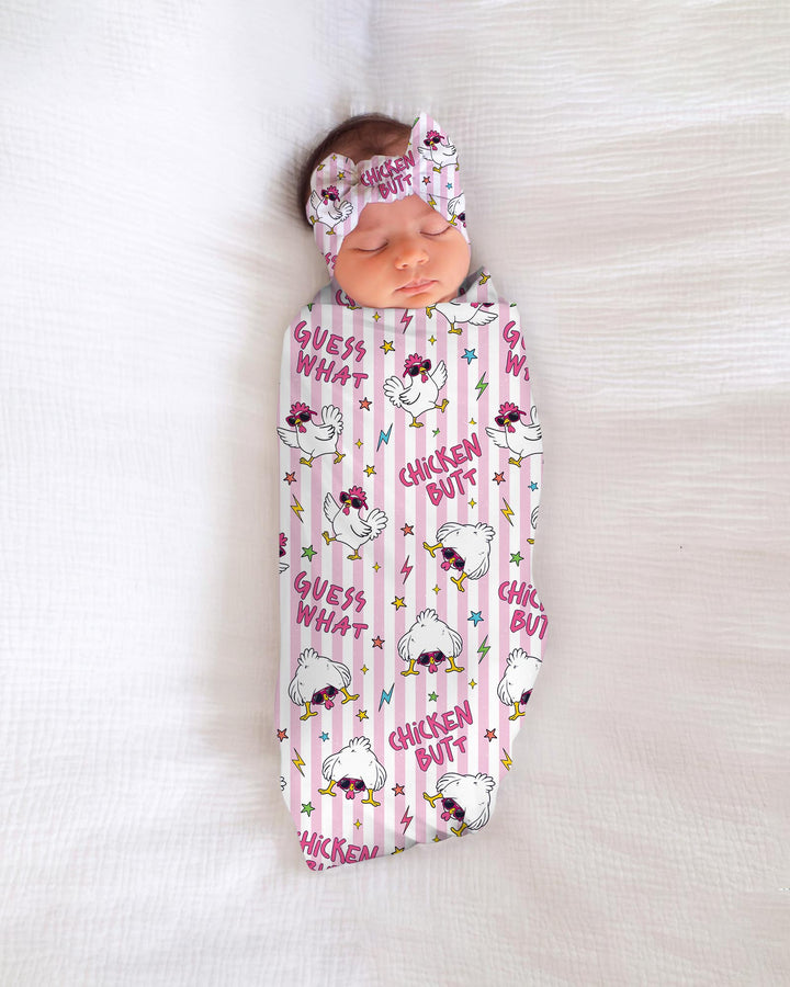 Guess What? Chicken Butt! swaddle blanket