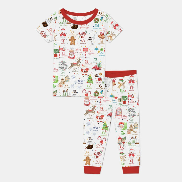 Christmas Alphabet Bamboo Two Piece Short Sleeve Pajama Set