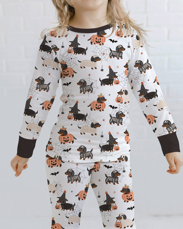 Howl-O-Weenie Dachshund Two Piece Long Sleeve Pajama Set
