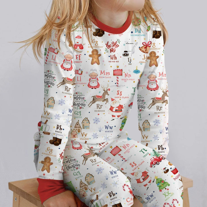 Christmas Alphabet Bamboo Two Piece Long Sleeve Pajama Set