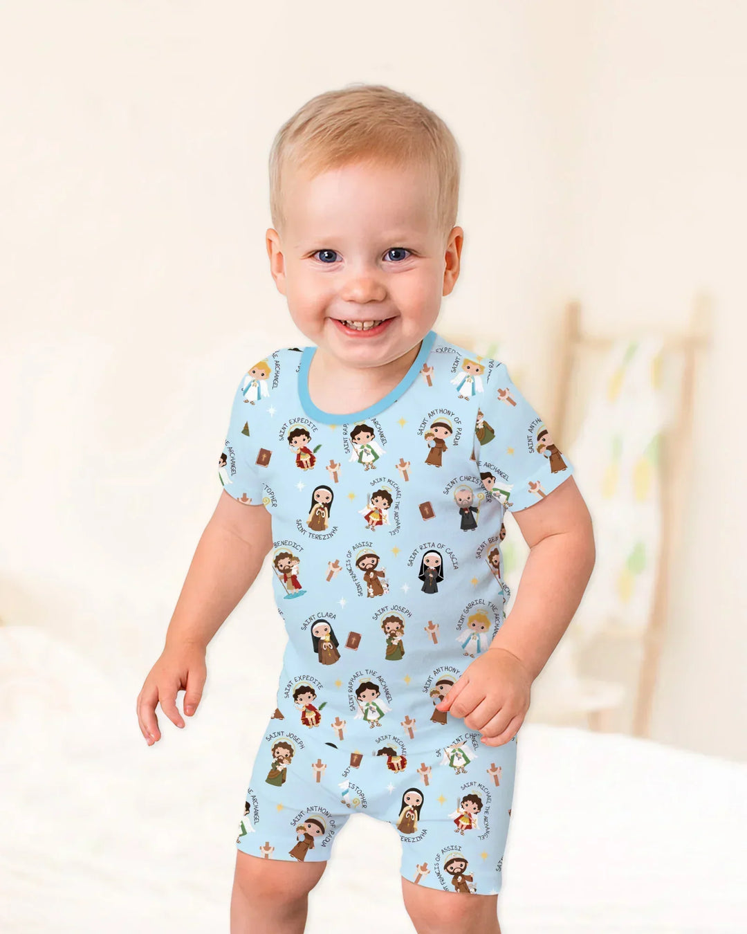Saints in the Clouds Bamboo Two Piece Short Sleeve Shorts Pajama Set