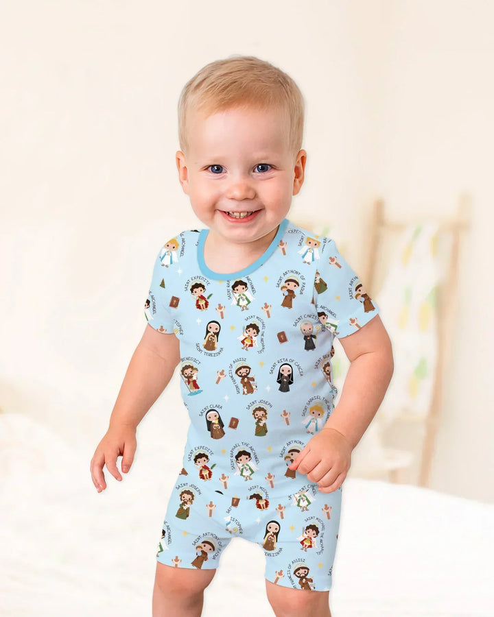 Saints in the Clouds Bamboo Two Piece Short Sleeve Shorts Pajama Set