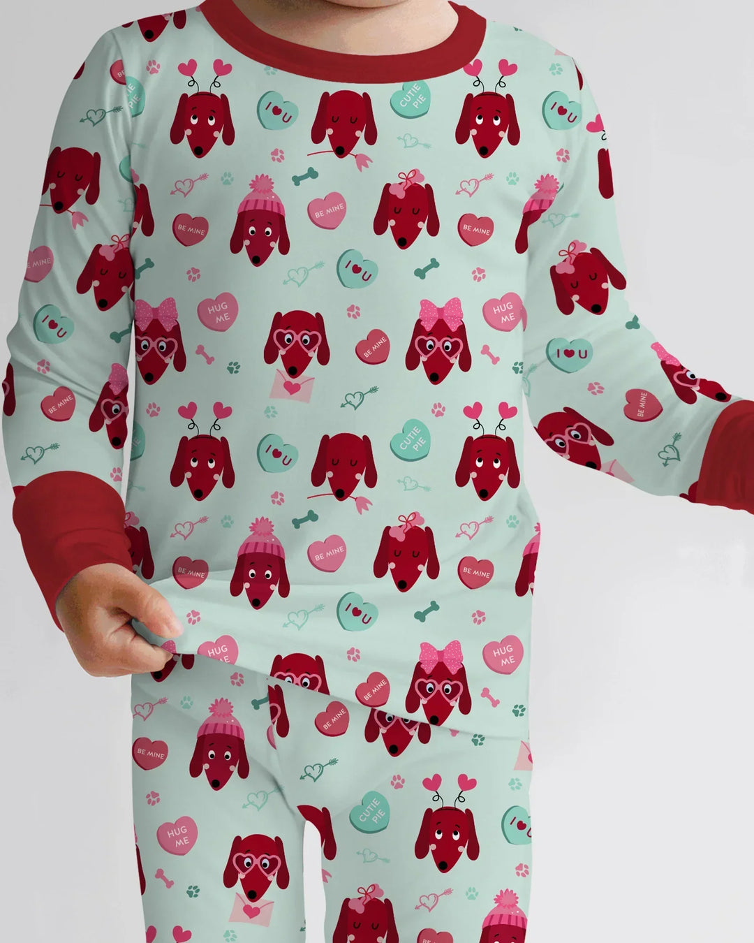 Dachshund Is My Valentine Bamboo Two Piece Long Sleeve Pajama Set