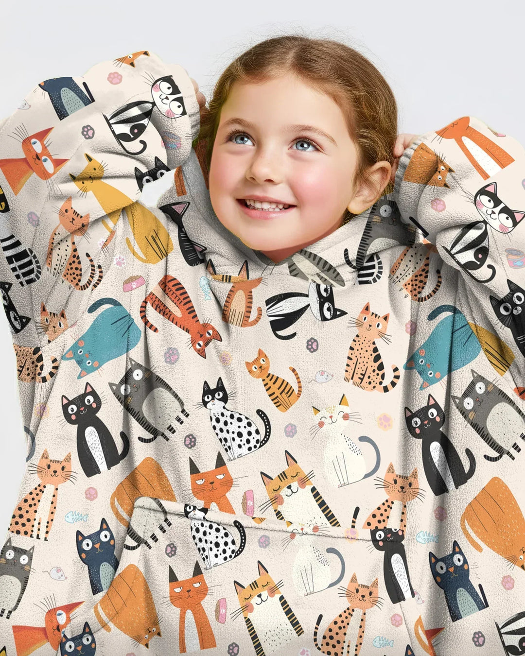 Goofy Mischief Cat Family Matching Custom Bamboo Blanket Hoodie