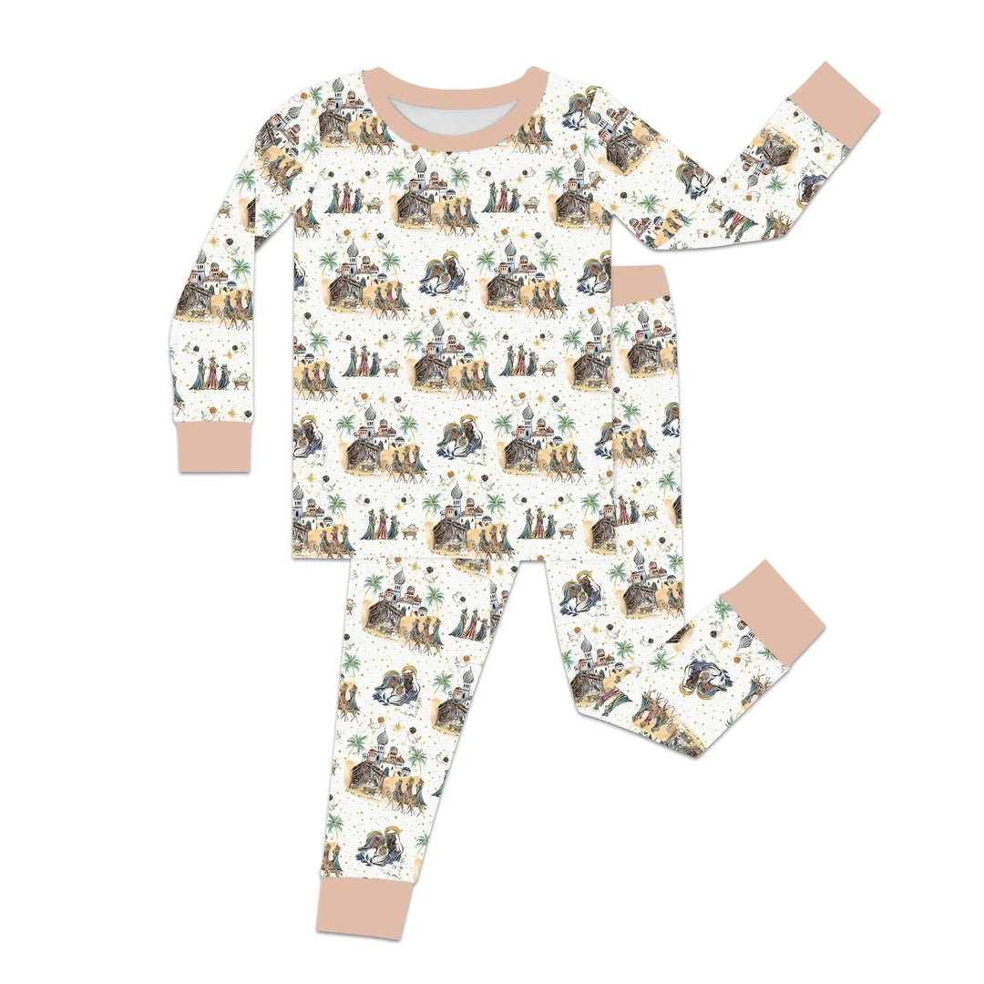 Nativity Christmas Family Matching Family Bamboo Two Piece Long Sleeve Pajama Set