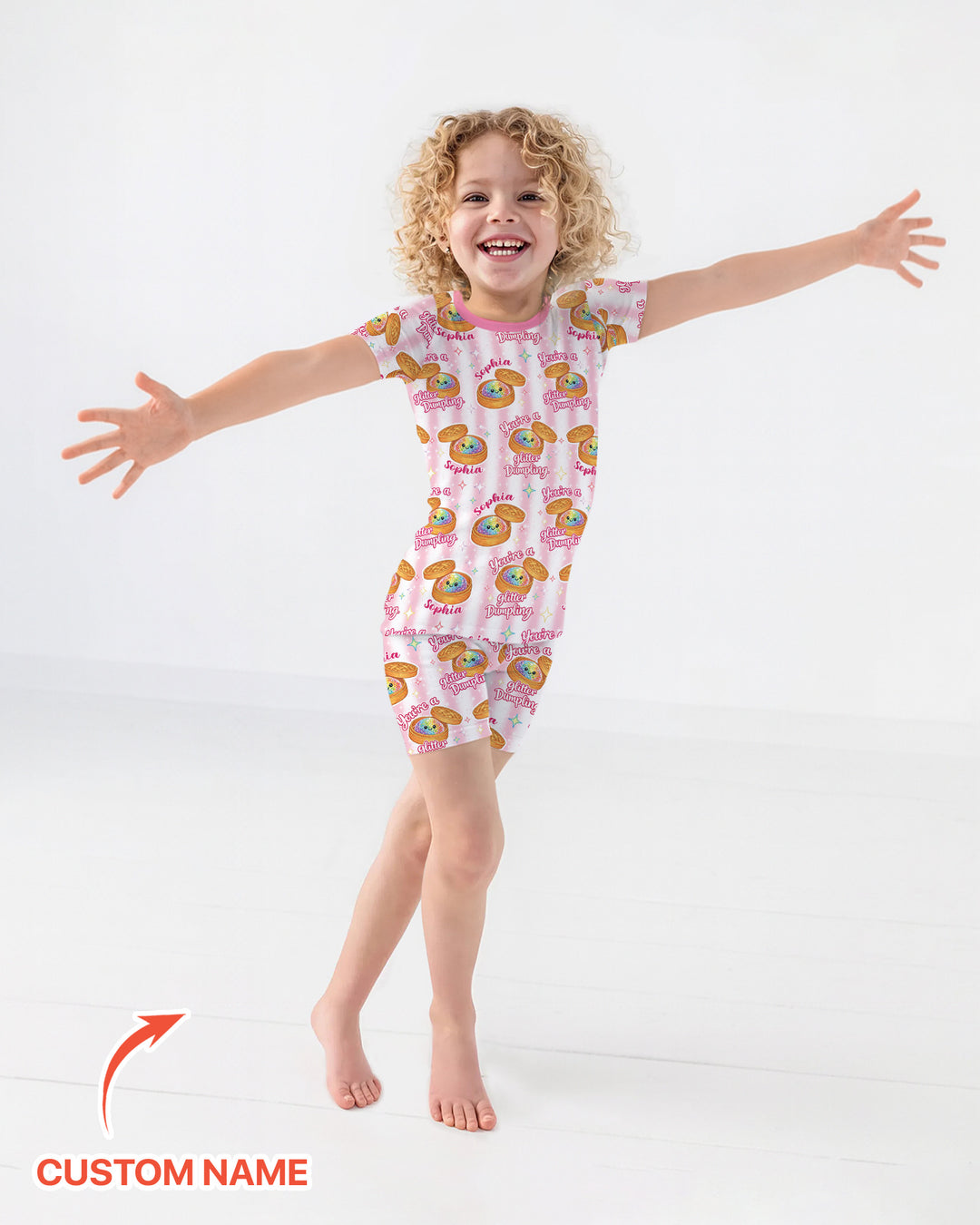 Personalized You're Glitter Dumpling Bamboo Two Piece Short Sleeve Shorts Pajama Set
