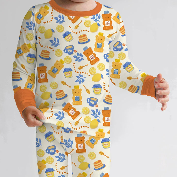 Honey Bear Bottle Bamboo Two Piece Long Sleeve Pajama Set