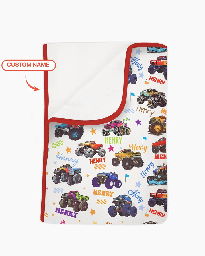 Monster Truck Custom Name Bamboo Blanket