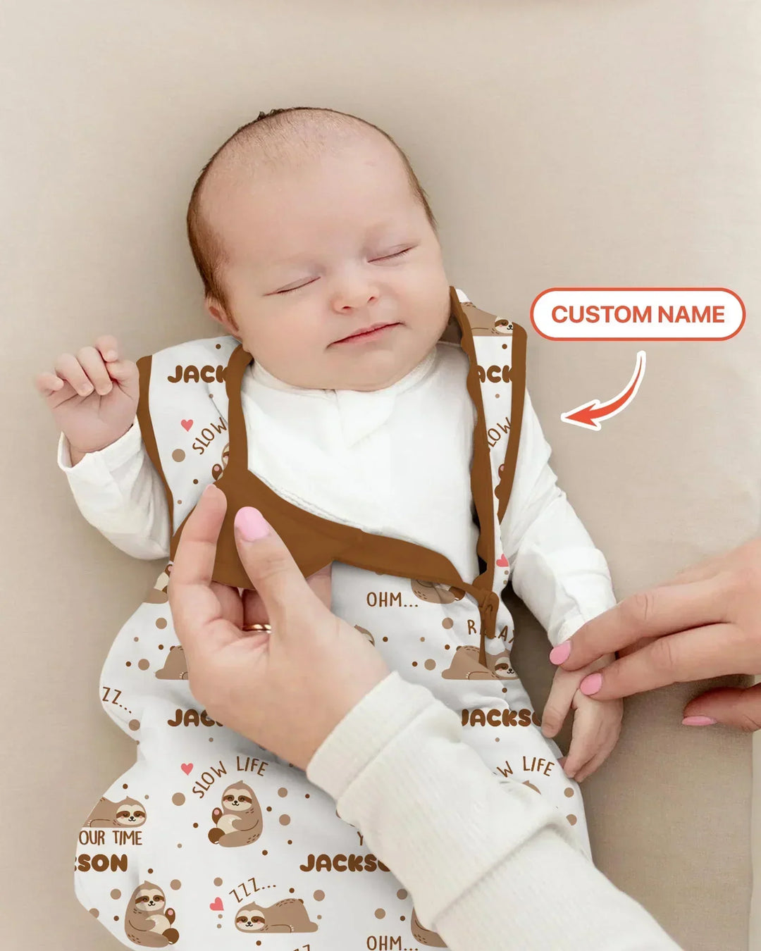 Custom Name Cute Sloth Bamboo Sleep Bag