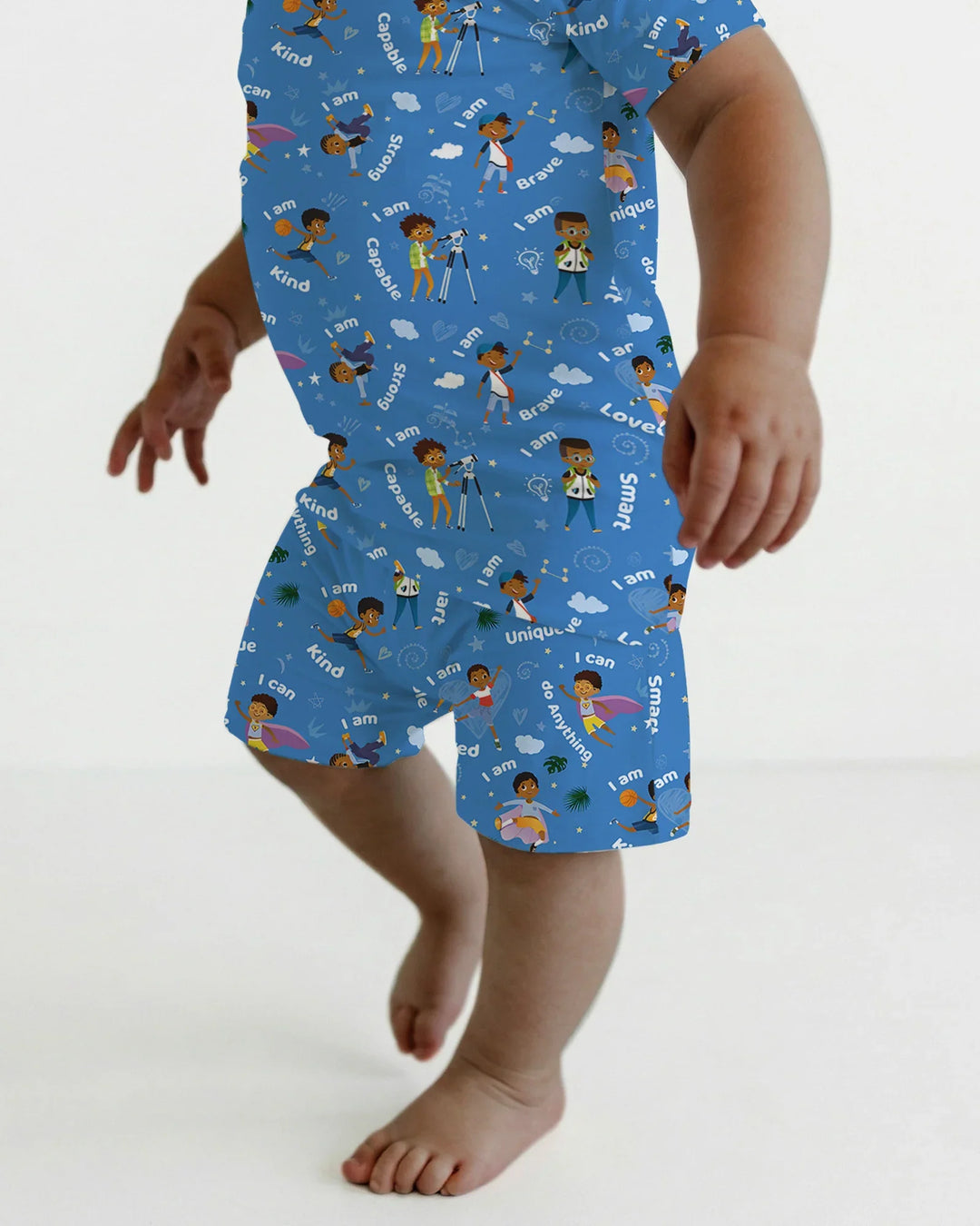 Black Boys I Am Smart Bamboo Two Piece Short Sleeve Shorts Pajama Set