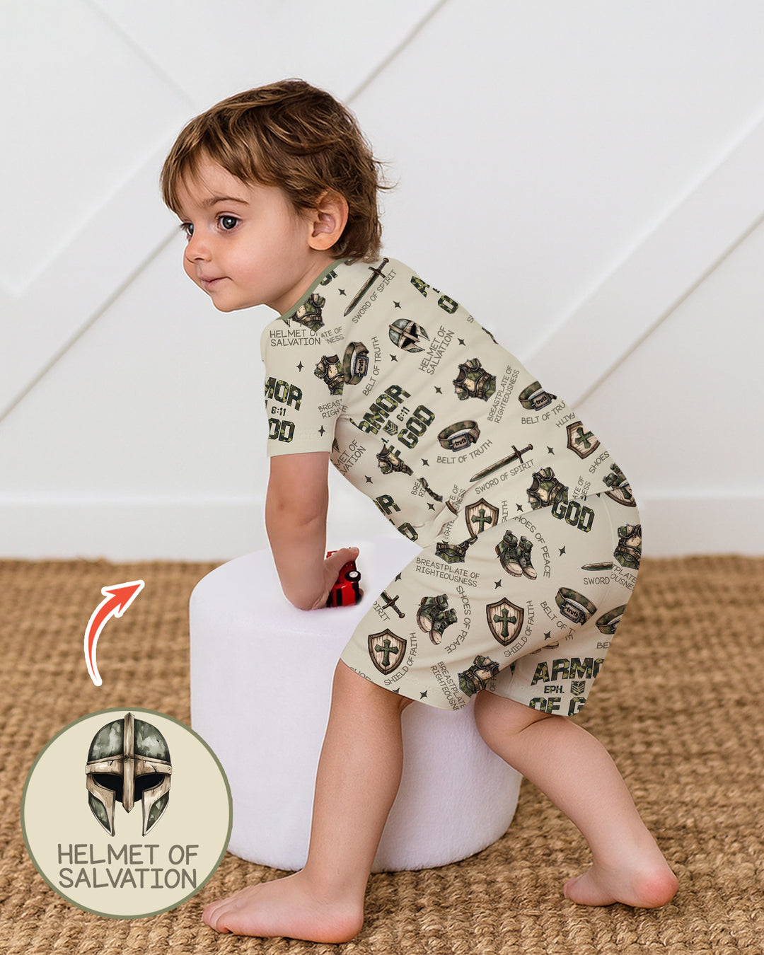 Camo Armor Of God Bamboo Two Piece Short Sleeve Shorts Pajama Set