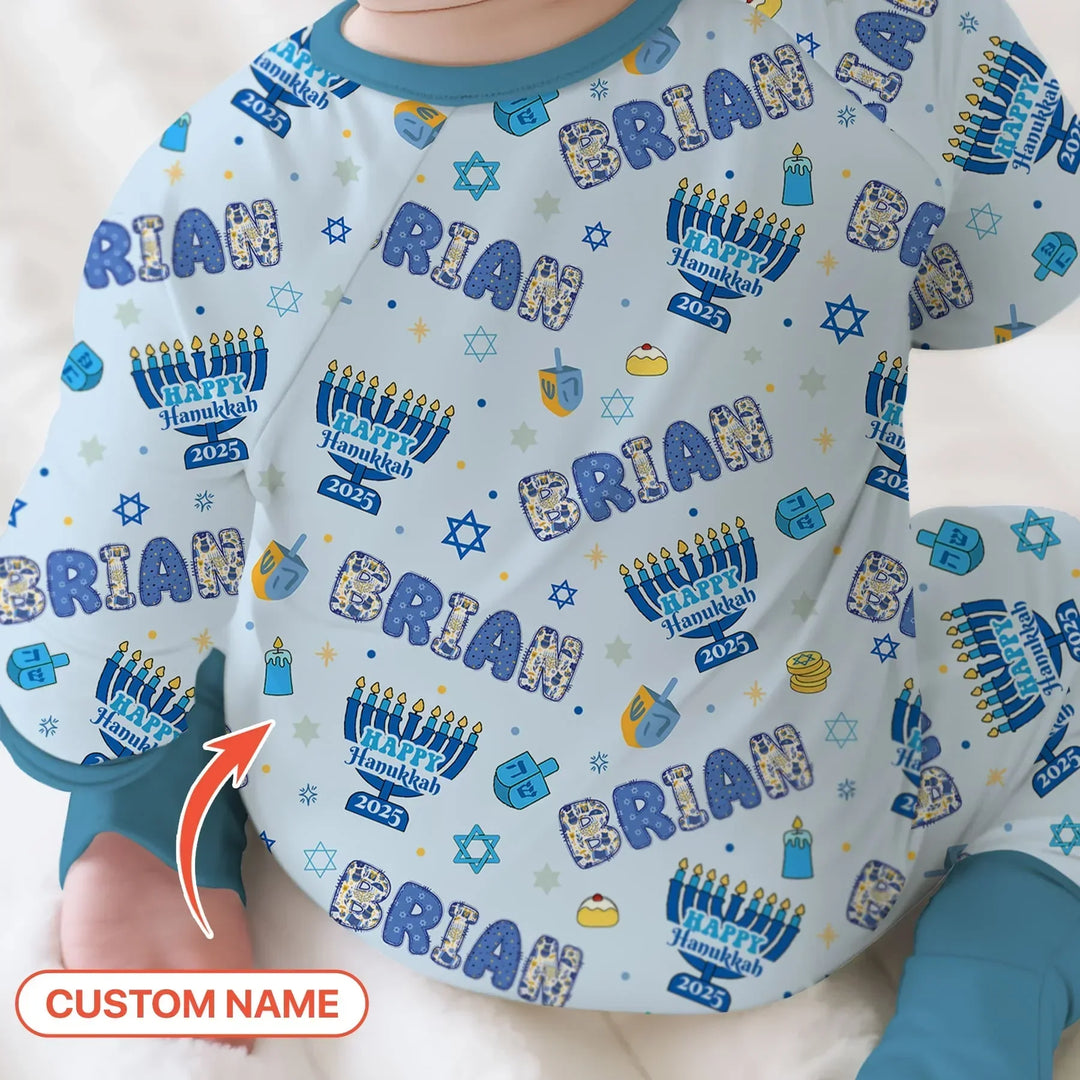 Custom name Happy Hanukkah 2025 Bamboo Convertible Zippy