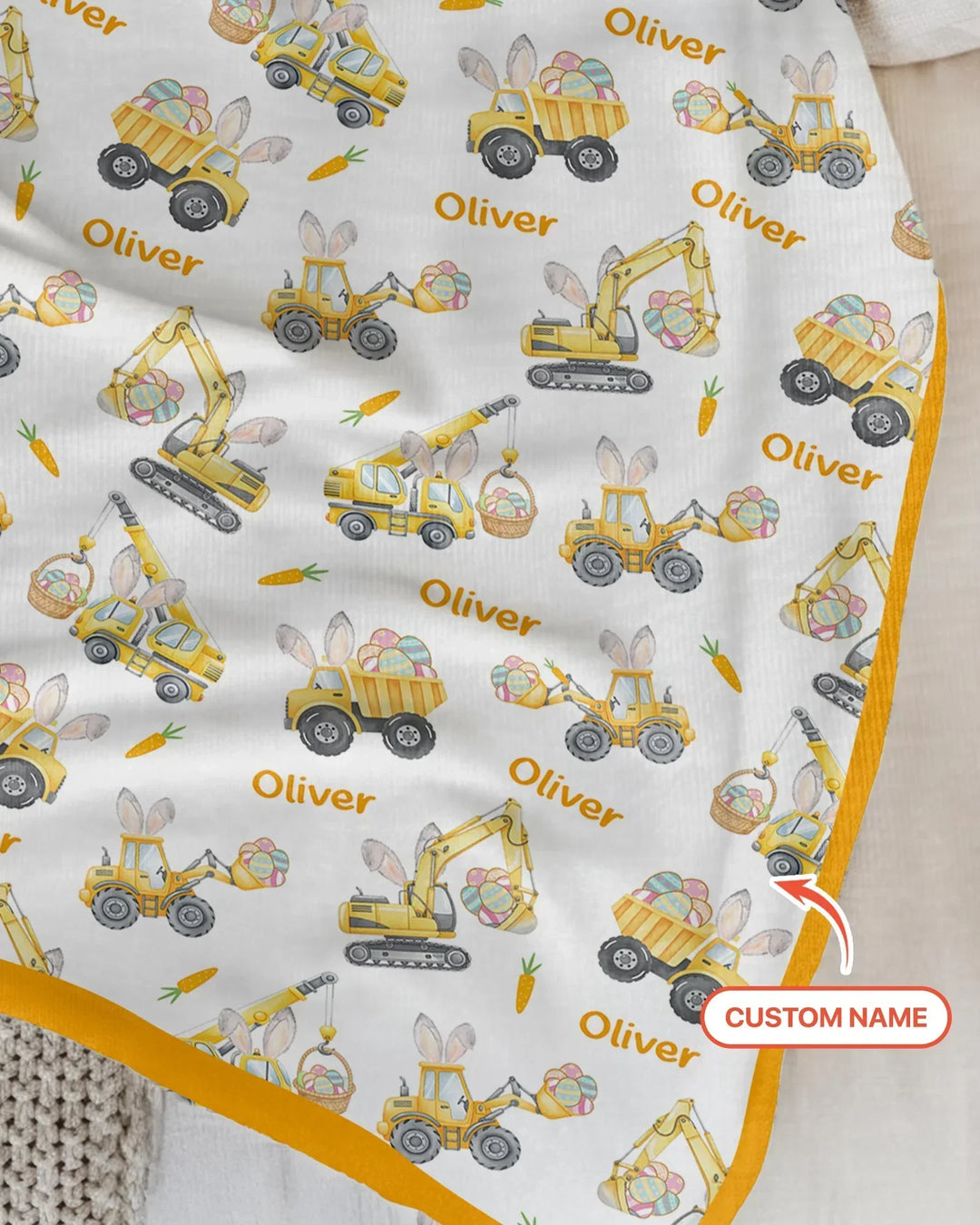 Custom name Eggs-cavator Construction Bamboo Blanket