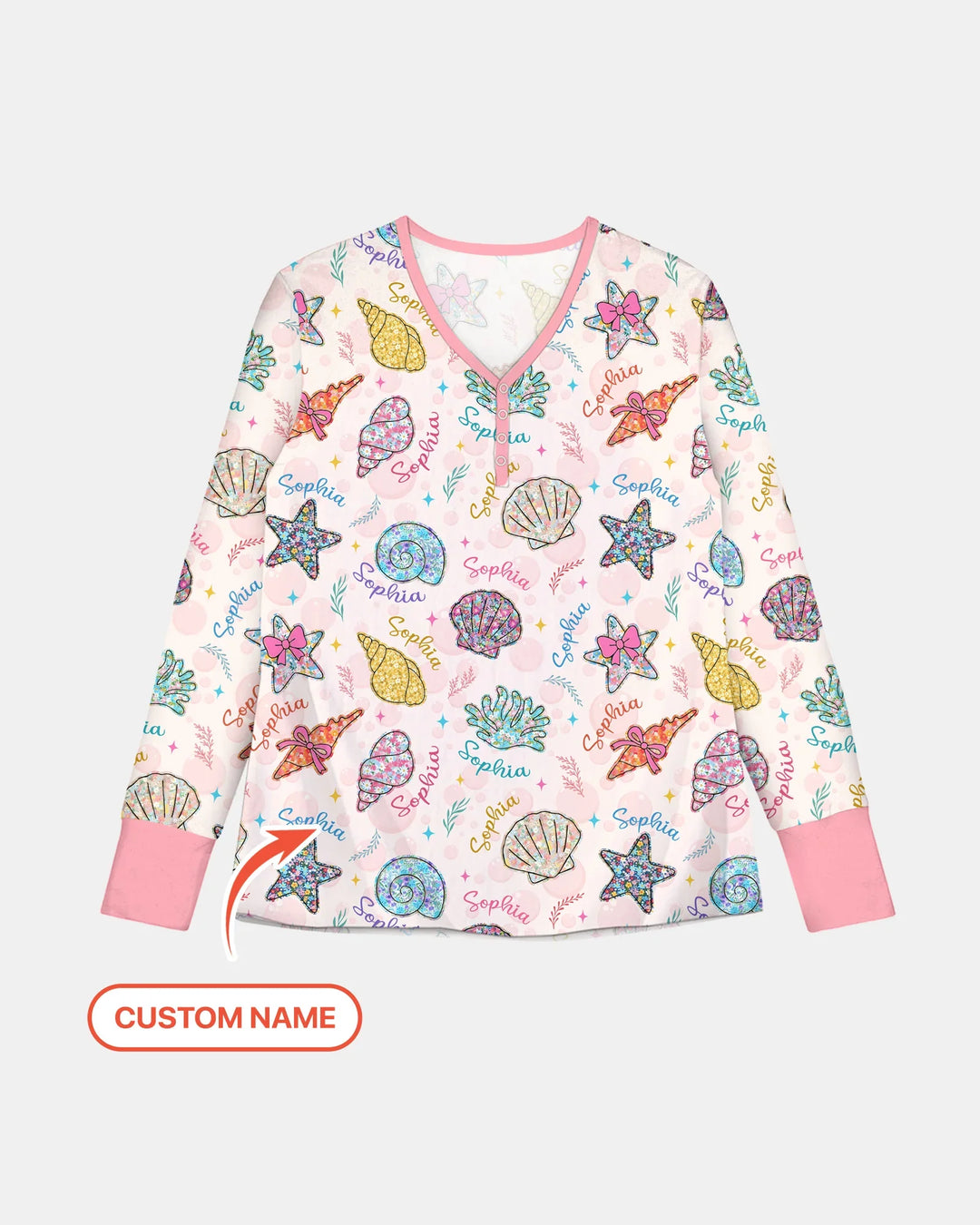 Custom Name Seaside Wildflower Summer Bamboo Women Pajama Set