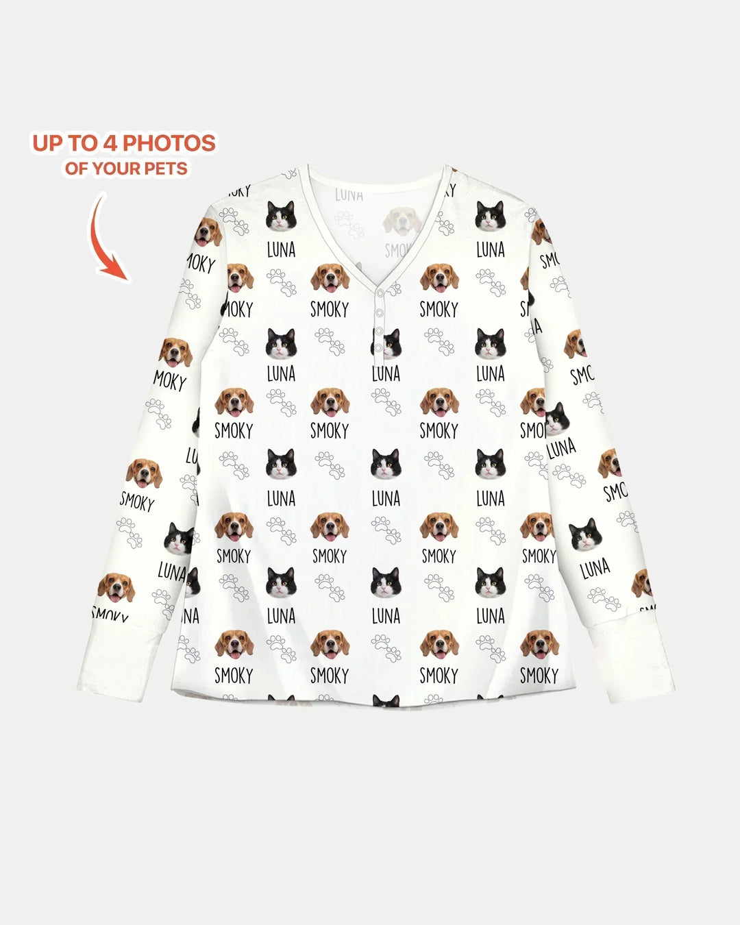 Custom Name and Pet Photos Bamboo Women Pajama Set