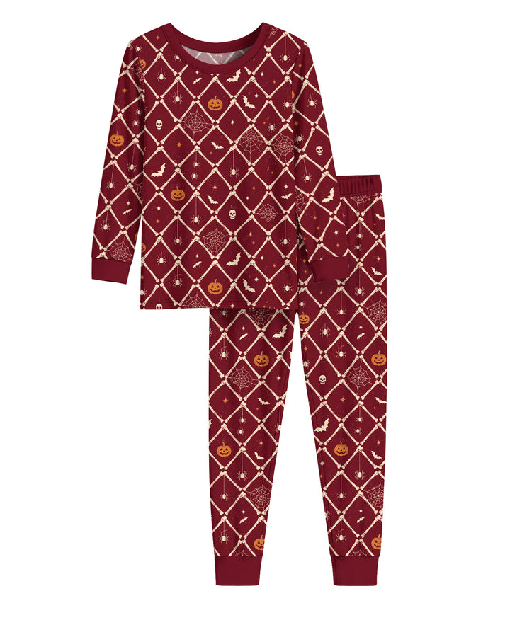 Gothic Skeleton Bones Spooky Halloween Bamboo Two Piece Long Sleeve Pajama Set
