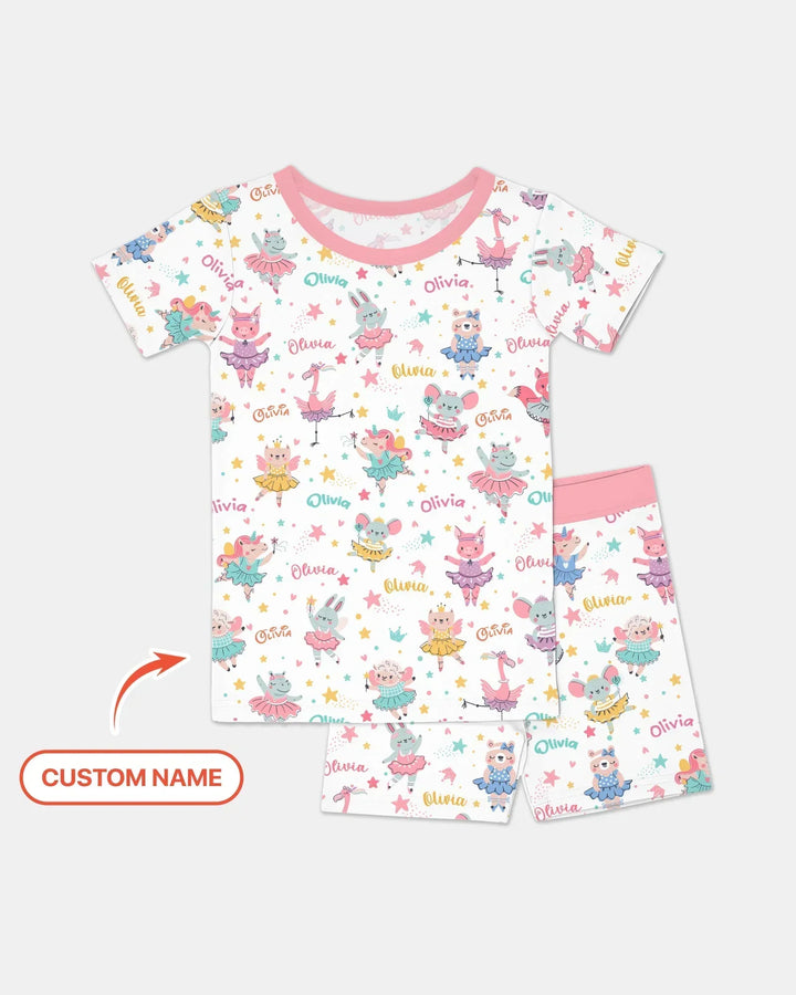 Fairy Friends Ballet Custom Name Bamboo Two Piece Short Sleeve Shorts Pajama Set
