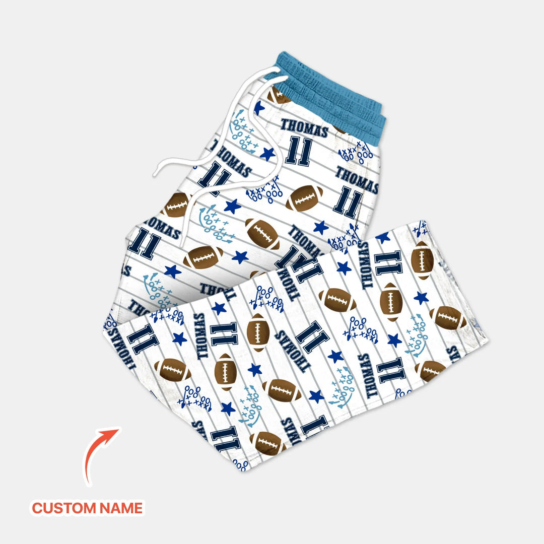 Custom Name Football Time Bamboo Men's Pajama Set