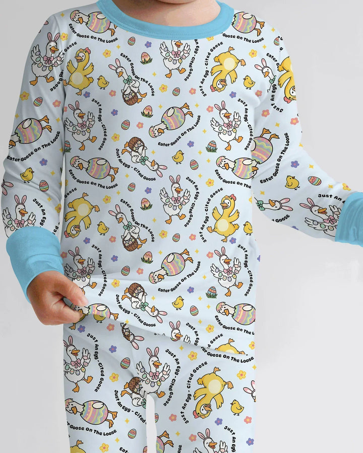 Easter Goose Family Matching Bamboo Two Piece Long Sleeve Pajama Set