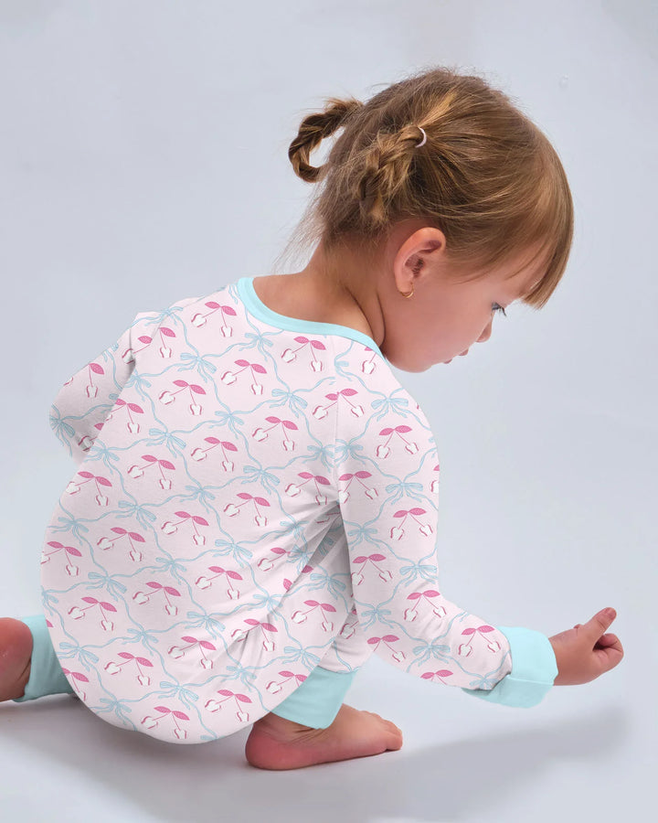 Cherry Baseball Softball Mom and Girl Matching Bamboo Convertible Zippy