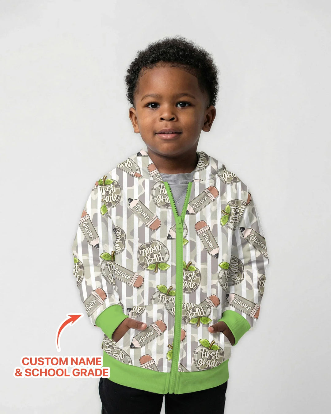 Custom Name Camo Apple Days Bamboo Zip Hoodie