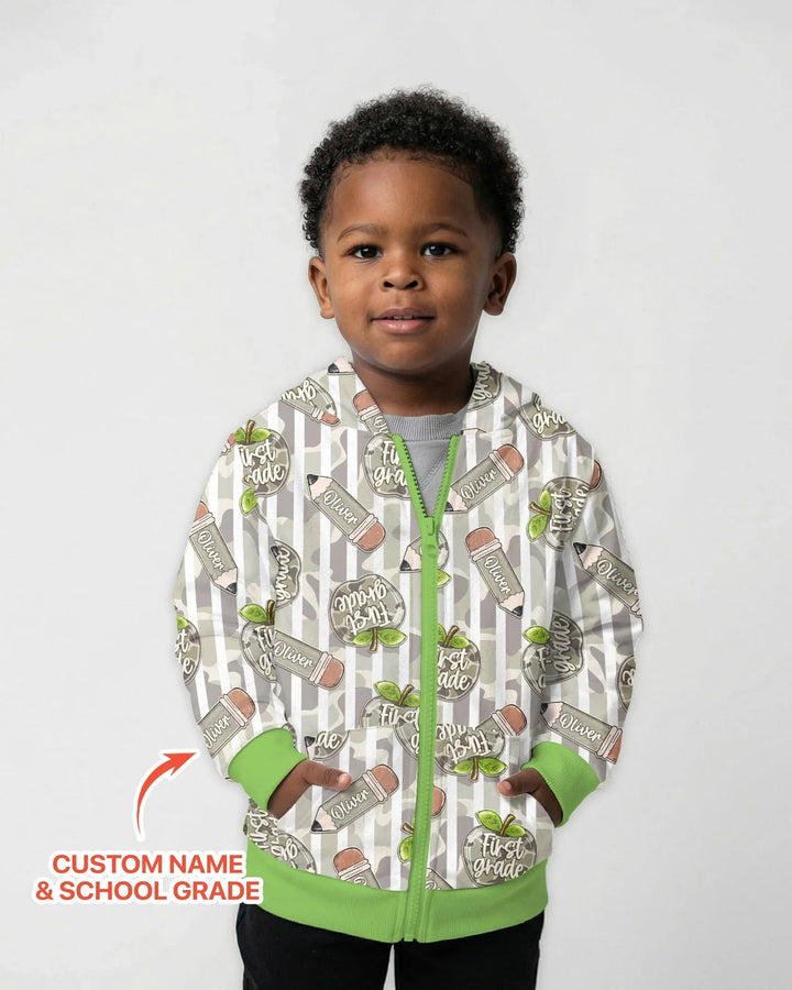 Custom Name Camo Apple Days Bamboo Zip Hoodie