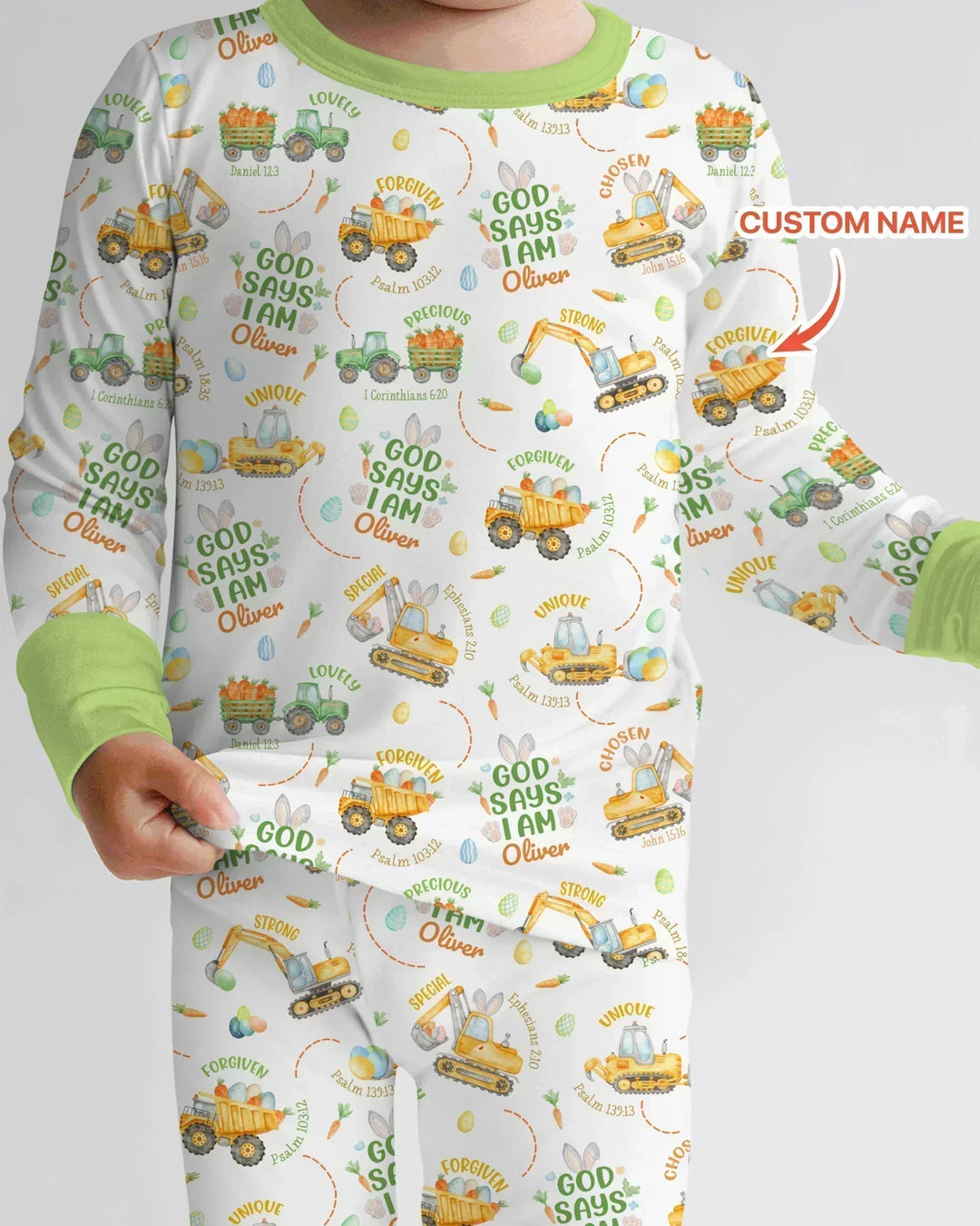 Happy Easter God Says I Am Custom Name Bamboo Two Piece Long Sleeve Pajama Set