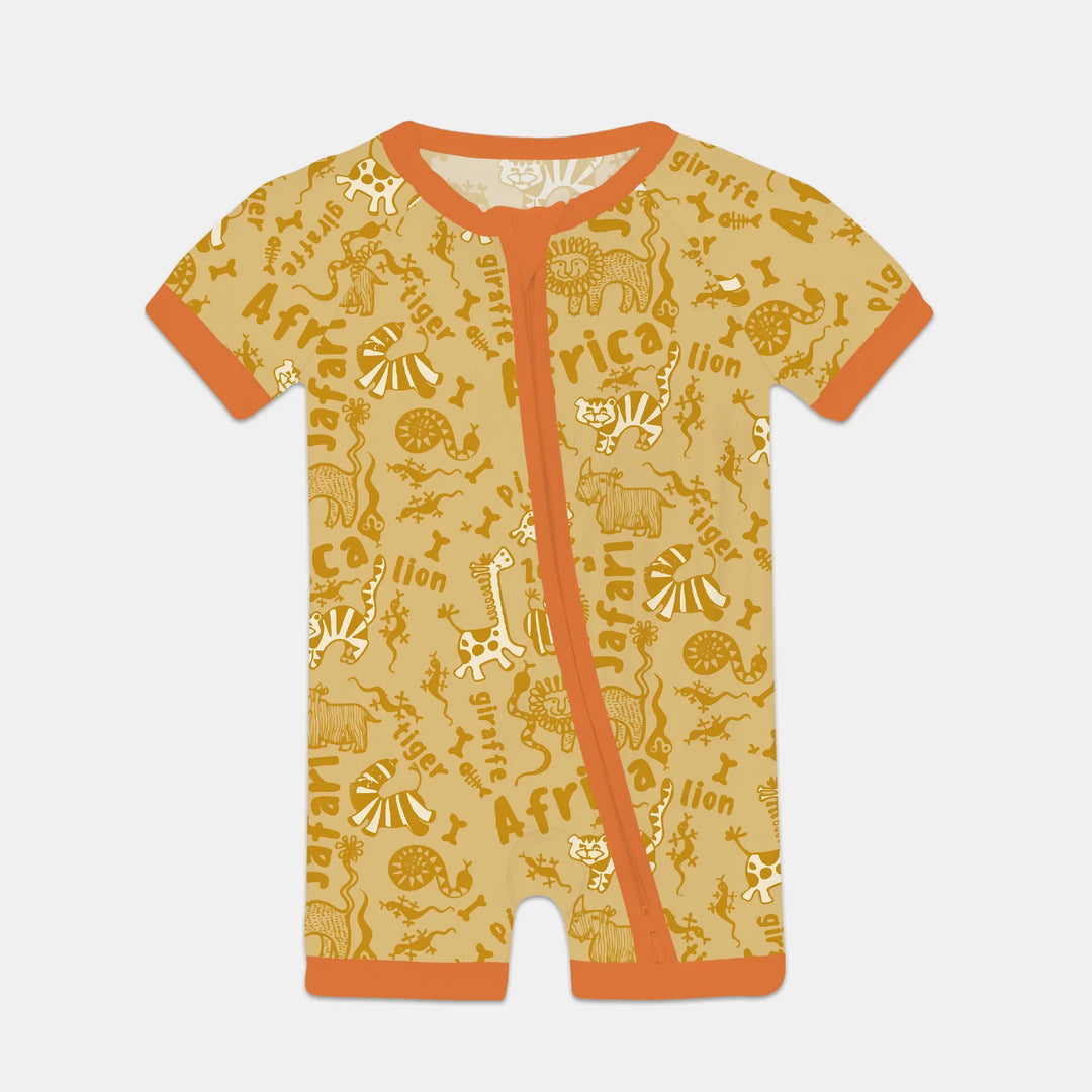 Handdrawn African Animals Bamboo Shorty Zippy