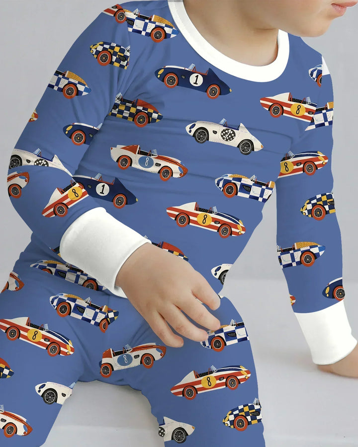 Stock Car Race Bamboo Two Piece Long Sleeve Pajama Set