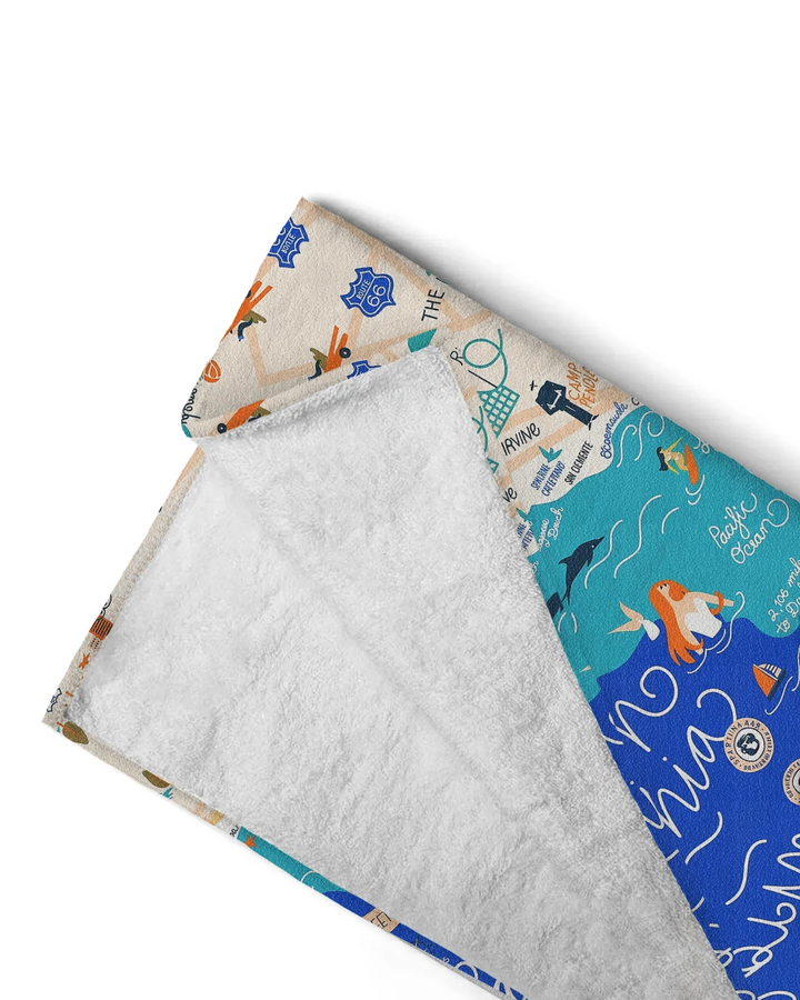 West Coast Explorer Map Bamboo Beach Towel
