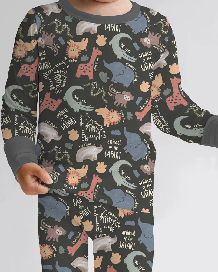 Funny African Animals Bamboo Two Piece Long Sleeve Pajama Set