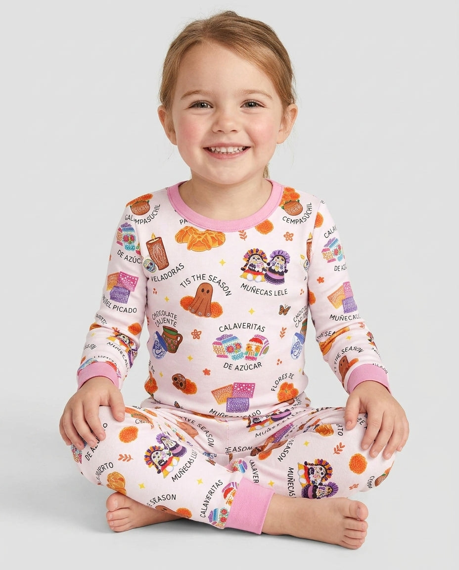 Tis the Dia De Muertos Season Bamboo Two Piece Long Sleeve Pajama Set